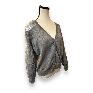 Womens torrid 2 Grey Dolman Button Cardigan Silver Sequin Shoulder Cap